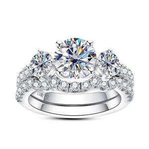 Past Future and Present wedding ring bridal set